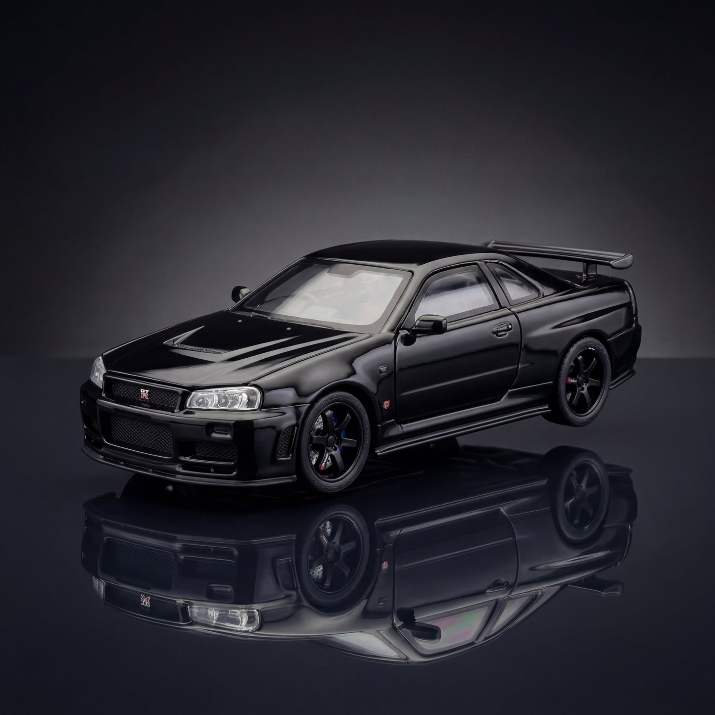 Nissan GTR R34 1 36 scale diecast model car with opening doors and JDM styling