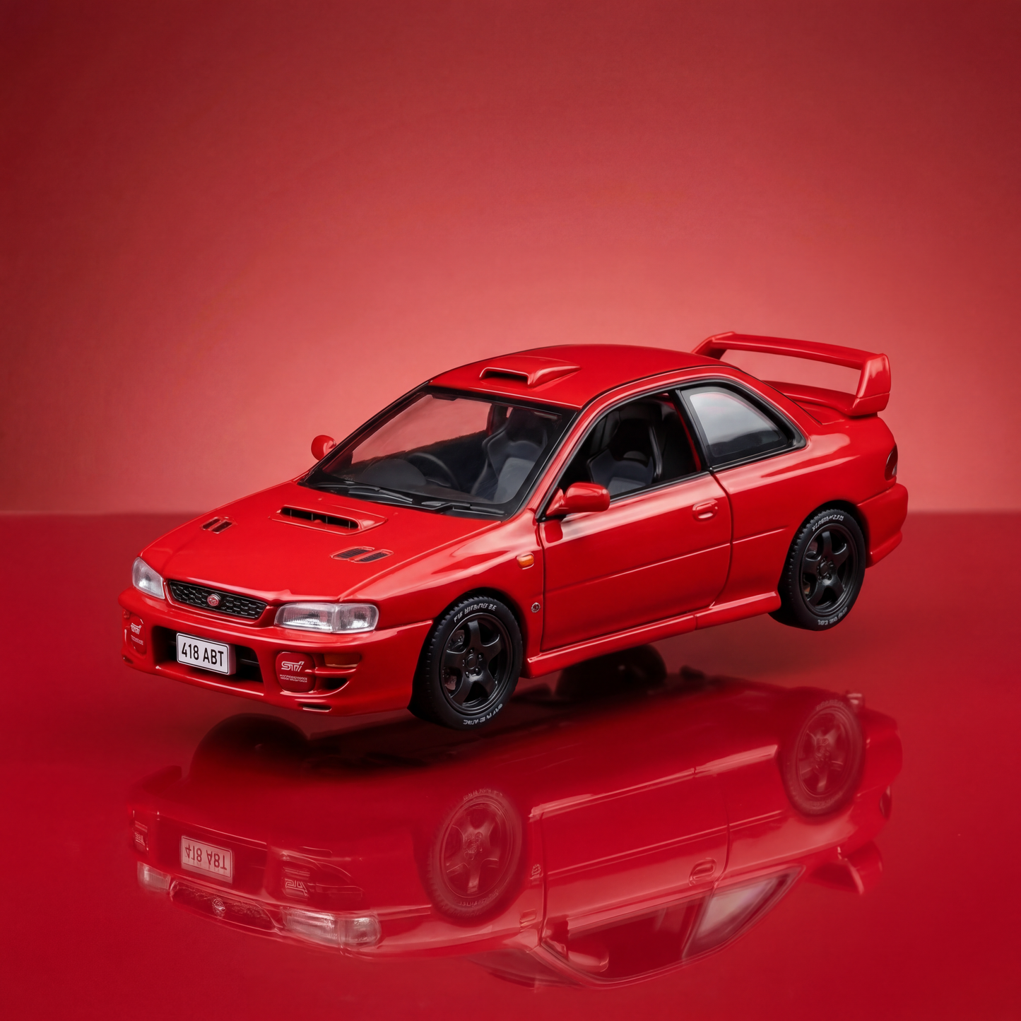 Subaru Impreza 1 36 scale diecast rally model with gold wheels and blue finish